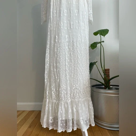 Vintage 60s/70s Prairie/Cottagecore/Boho High Neck Wedding/Formal Maxi Dress - Picture 3 of 9